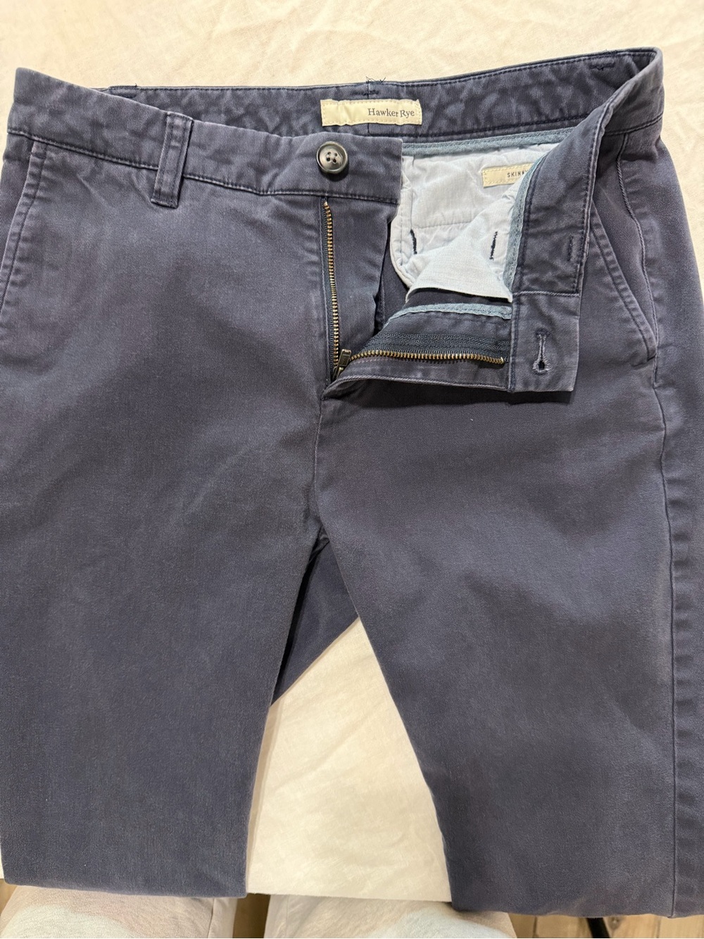 Hawker Rye Men's Navy Skinny Chino Pants 28 x 30 - Picture 6 of 6